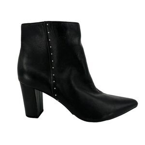 Bandolino BD Zoila Heel Ankle Booties Size 11 Black Leather Pointed Toe Studded